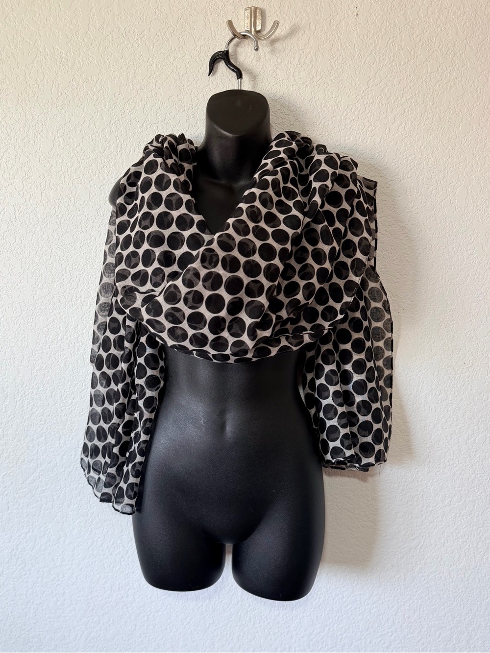 Vintage 90s Style Sheer Polka Dot Scarf